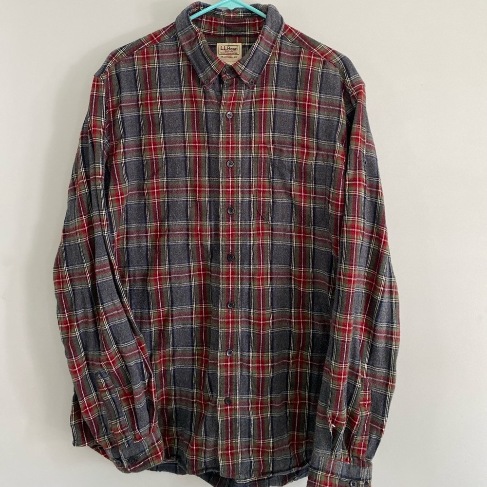 Men’s 100% cotton LL Bean flannel. Large Tall